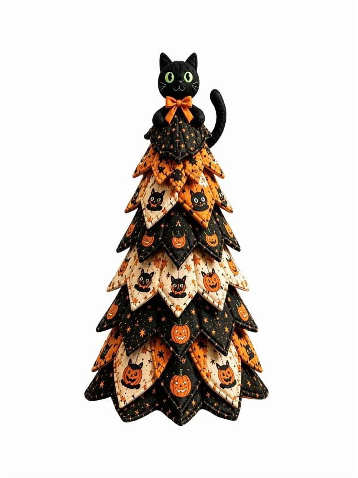 DIY Halloween Quilted Fabric Tree Kit, Sewing Project Holiday Mantel Decor, Quilted Patchwork Fabric Halloween Tabletop Christmas Tree, Handmade Gifts for Craft Lovers, Charming Patchwork Bundle #Cat