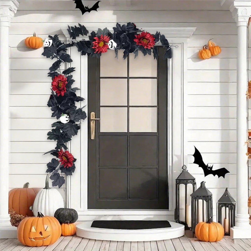 Halloween Pumpkin Garland - 68" Fall Leaf Decor for Mantle, Staircase & Porch, Outdoor/Indoor Autumn Thanksgiving Party Decoration (Multicolor)