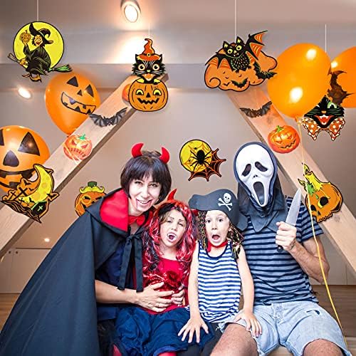 Containlol 12 Pcs Halloween Cutouts Vintage Pumpkin Witch Owl Wall Art