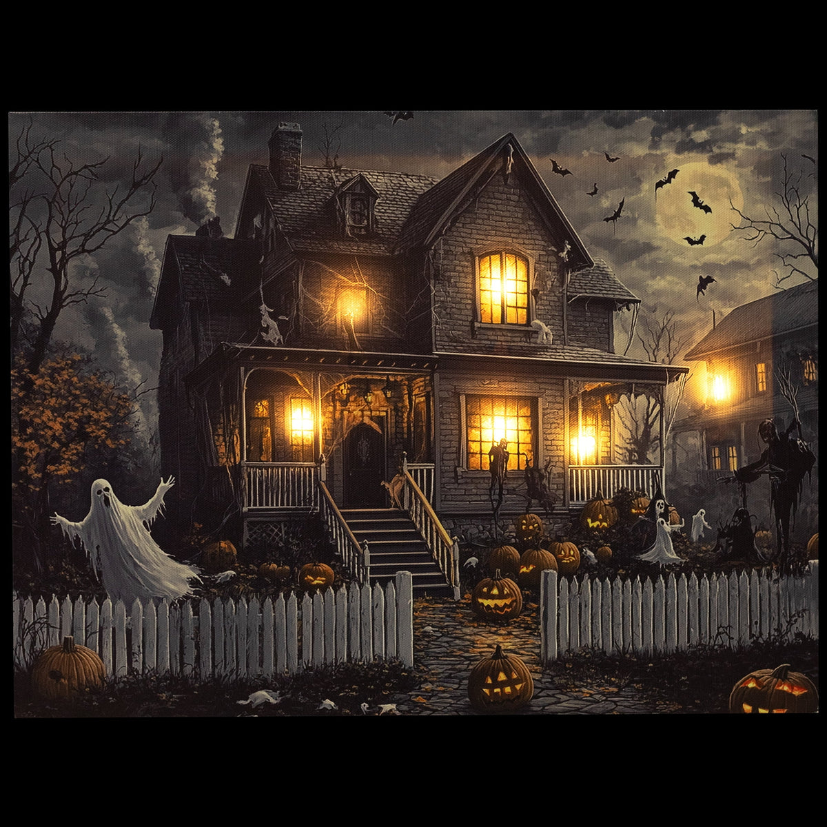 Northlight LED Lighted Creepy Haunted House Halloween Canvas Wall Art - 11.75" x 15.75"