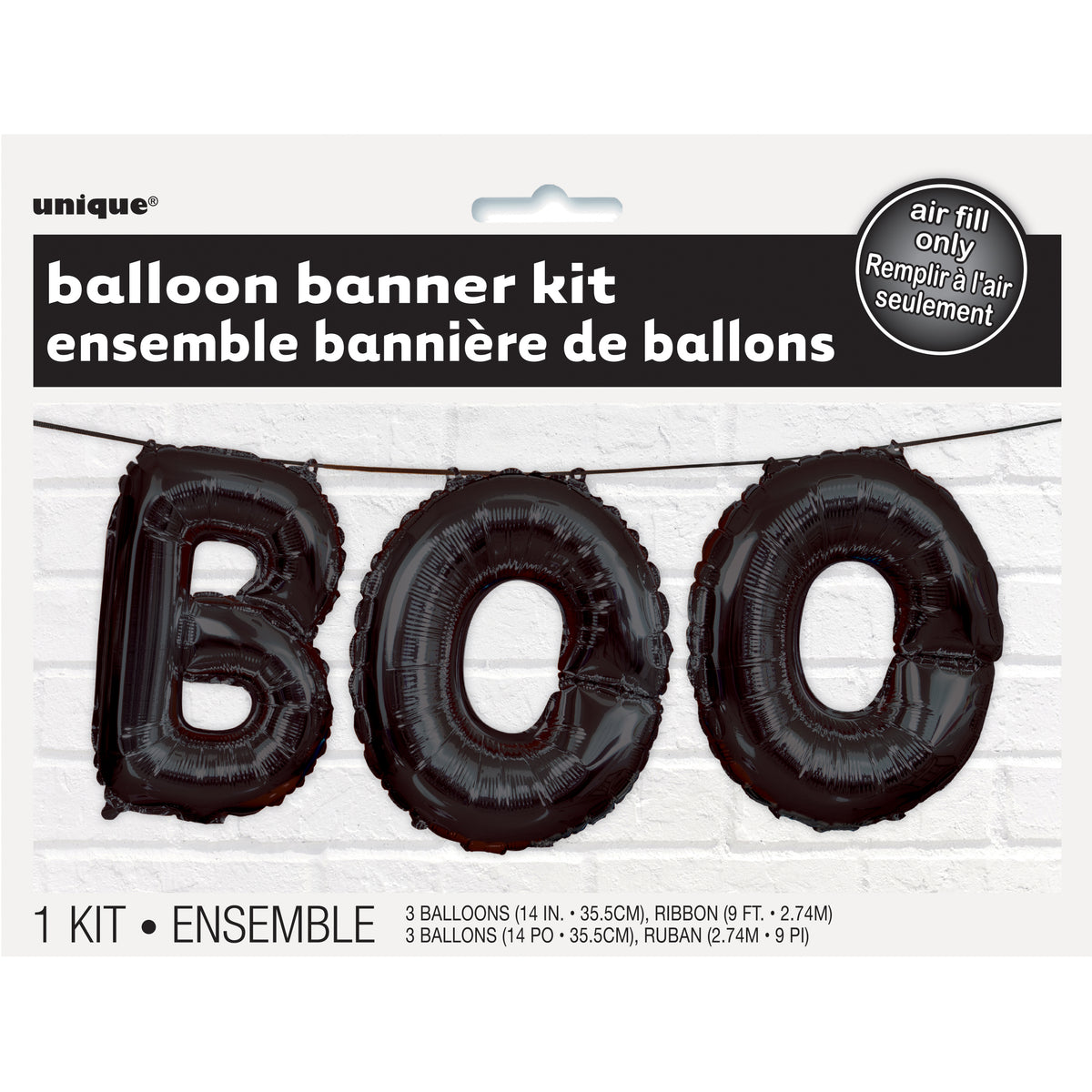 Foil Black Boo Halloween Letter Balloon Banner Kit