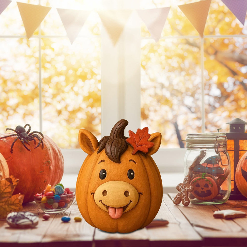 Farm Animal Pumpkin Figurines, Cute Funny Resin Cow Duck Sheep Pig Chicken Horse Statue, Autumn Fall Thanksgiving Halloween Table Centerpiece, Home Desktop Decor, 5-Inch