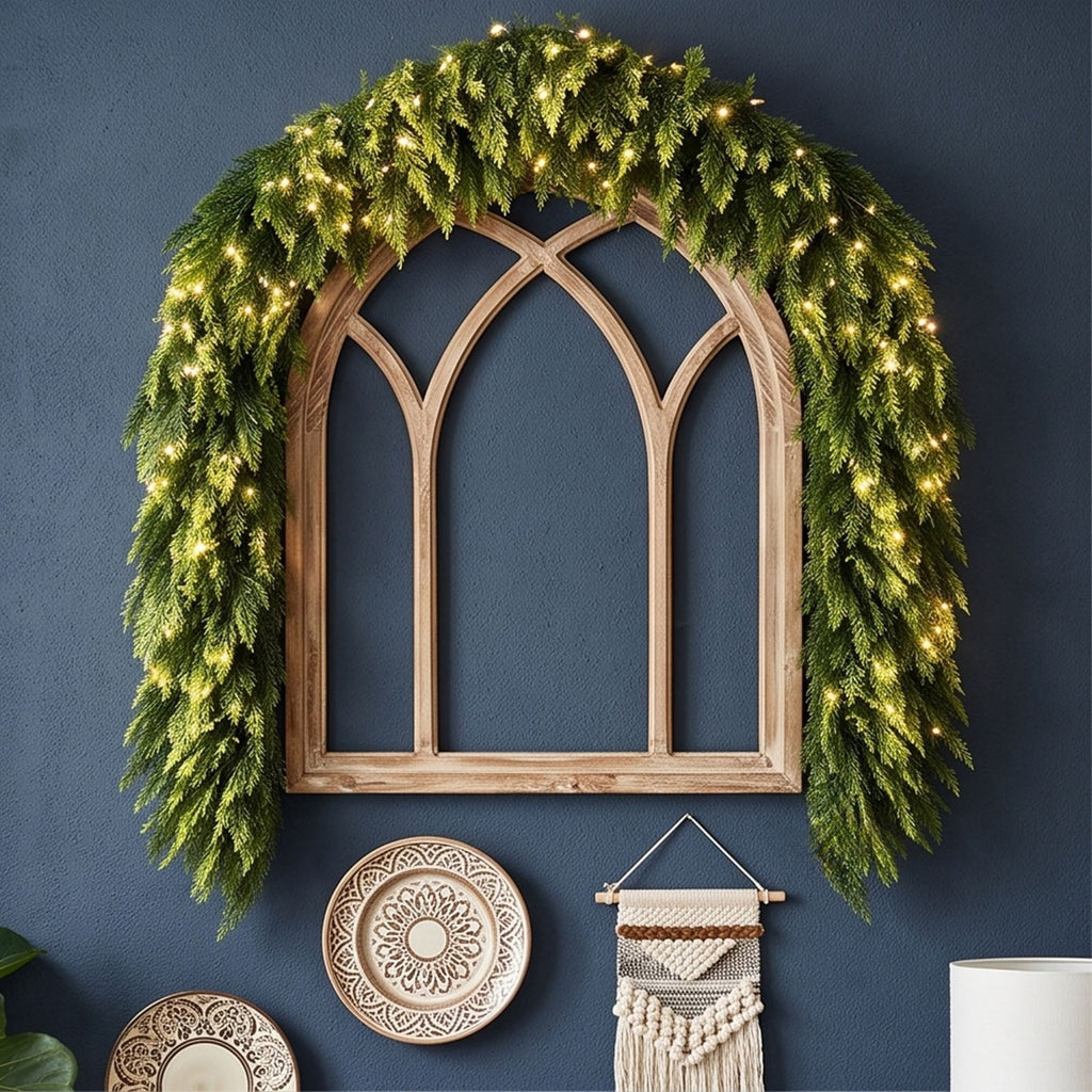Spring Artificial Flowers Garland, 70 inch Fake Eucalyptus Vine Cherrys Blossoms Hanging Garland Rattan for Mantle Fireplace Wedding Indoor Outdoor Home Decor