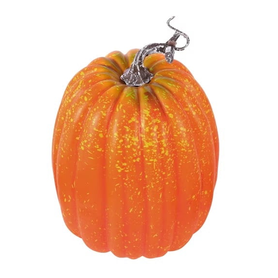 CQHVKQ 8 Inch Large Artificial Pumpkin Fall Decorations, Realistic Fake Harvest Pumpkin, Orange Gold Decorative Pumpkins for Table Centerpieces, Fall, Thanksgiving & Halloween DIY