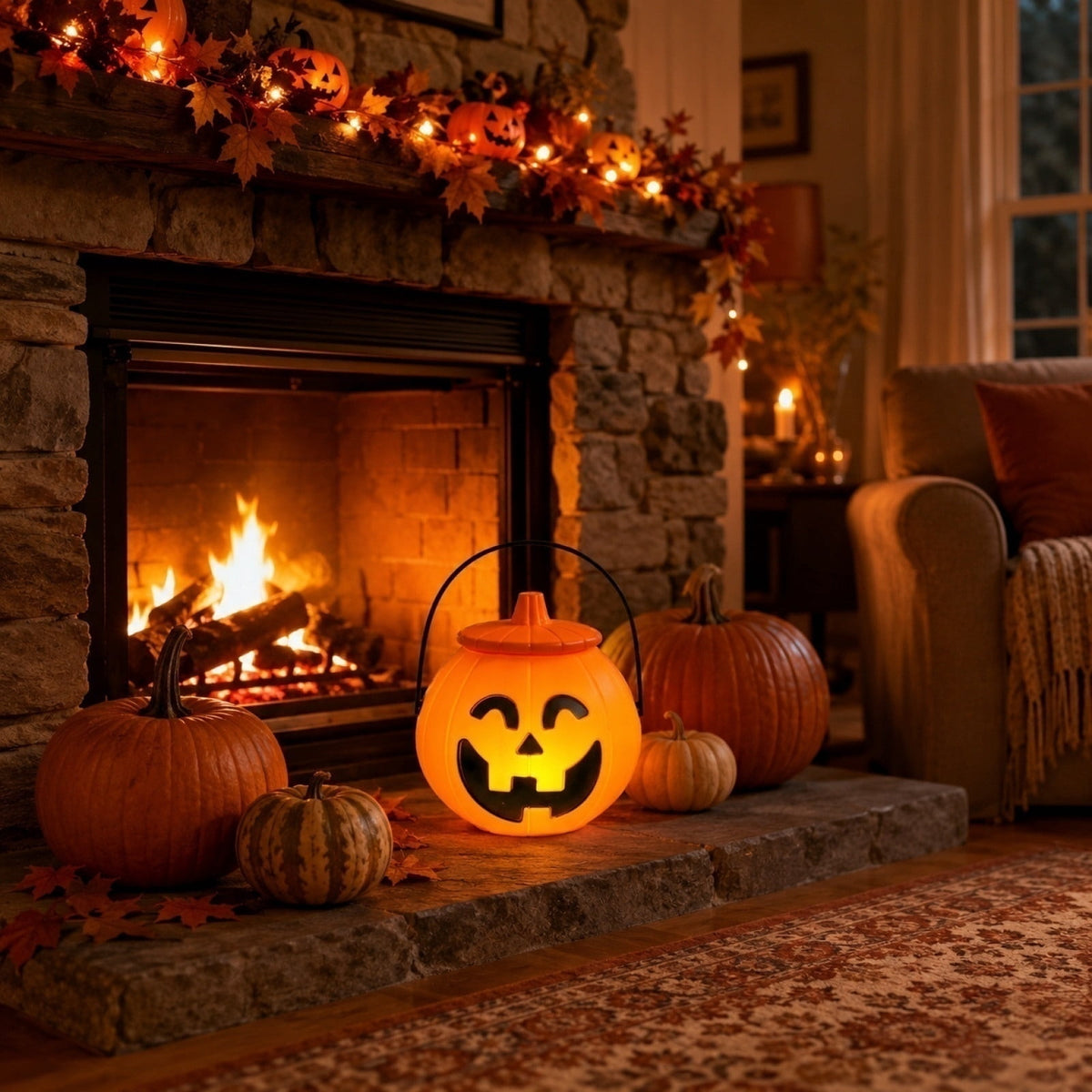 SCNOR Friendly Ghost Statue with Pumpkin Candy Bowl, 11.8 Inch Halloween Decoration for Outdoor Porch, Yard, Patio & Indoor