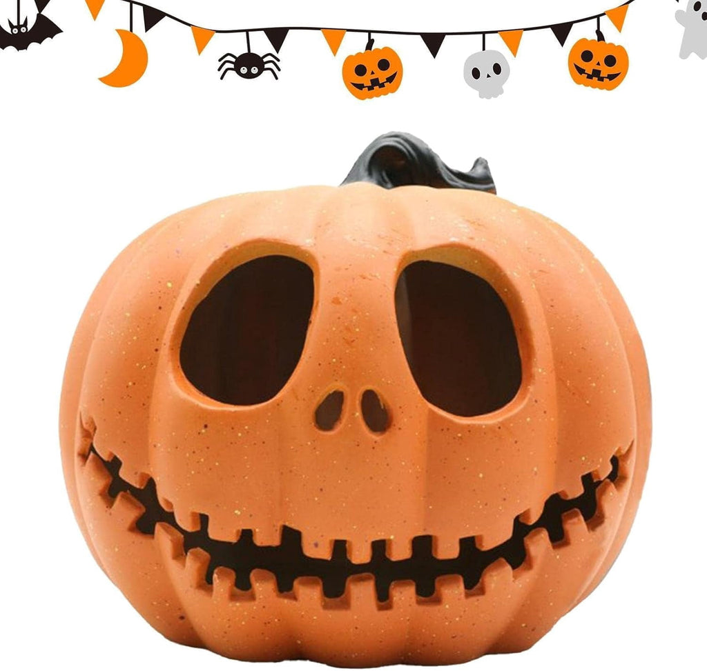 Halloween Pumpkin Decorations Jack-O-Lantern Light Up Pumpkin Vintage Halloween Decorations Large Plastic Pumpkin for Porch Funny Pumpkin Decor for Halloween Indoor and Outdoor Decor