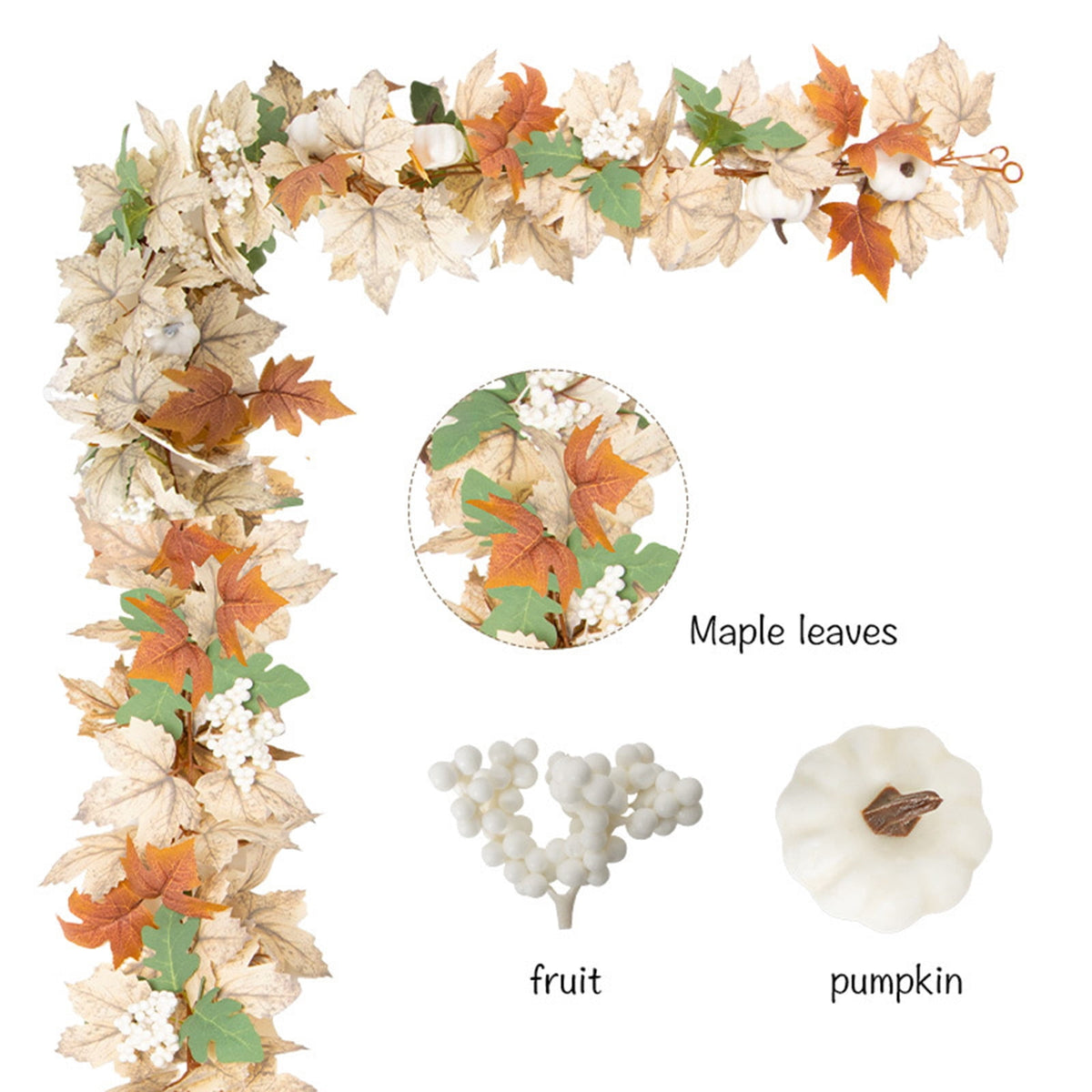 Fall Halloween Decoration for Home Indoor Outdoor Clearance Under $5.00!Artificial Maple Leaf Vines Home Decor Faux Flowers Simulated Pumpkins Artificial Maple Leaves For Thanksgiving Festival