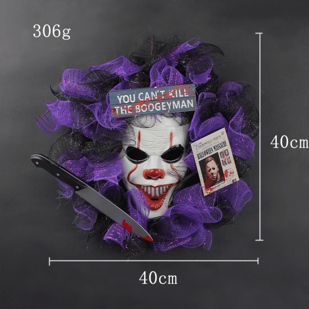 8 Side Halloween Decorative Joker, Purple Wreath, Artificial Party Wreaths, 1pc