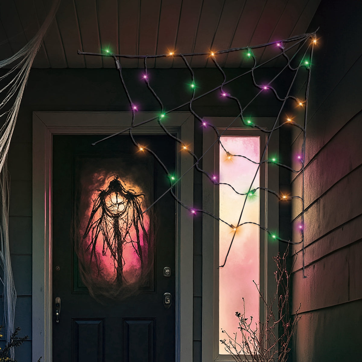 Indoor/Outdoor 30-Count LED Corner Web Lights, Purple, 30" x 30", Halloween by Way To Celebrate