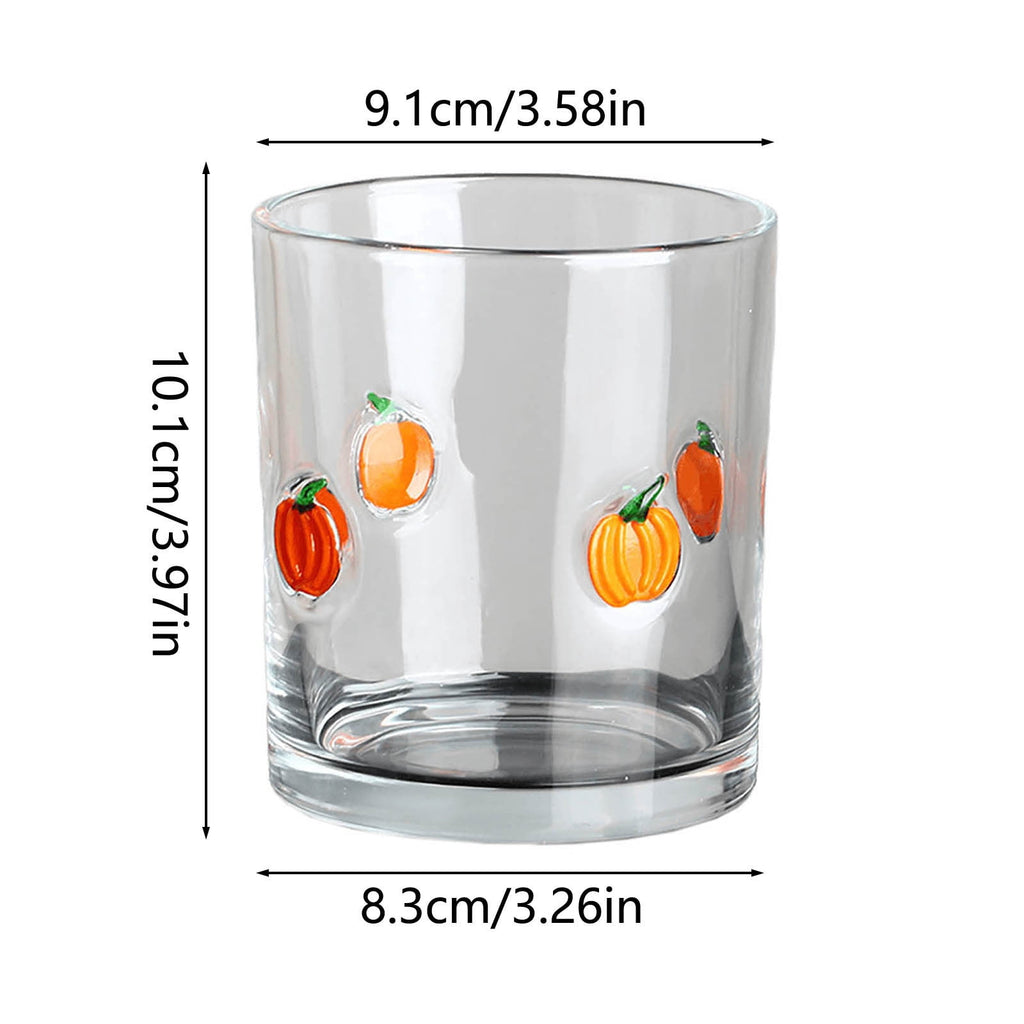 Qocolcyl Halloween Icon Glass Cups- 350ml Pumpkin Black Cat Bat Ghost Stemless Wine Glasses Old Fashioned Icon Hand Blown Drinking Cups for Party Supplies&Gift