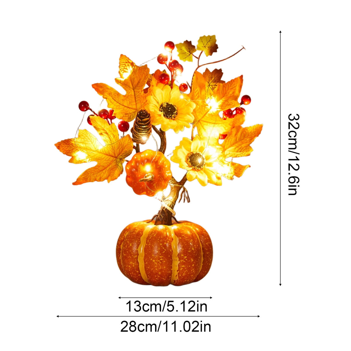 YSGFHGJW Halloween Thanksgiving Artificial Pumpkin Tree Decoration, Light Up with LED Lights, Fall Decor for Dining Table Living Room Porch