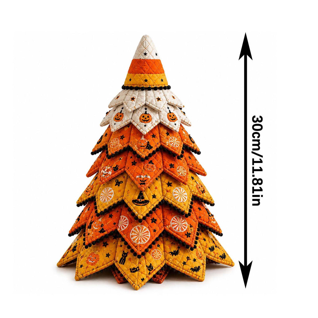 Halloween Fabric Trees - 11.8" DIY Halloween Quilted Fabric Tree Kit, Black Cat Pumpkin Witch Design, Sewing Patchwork Ghost Trees Holiday Table Mantel Decor, Handmade Gift for Craft Lovers