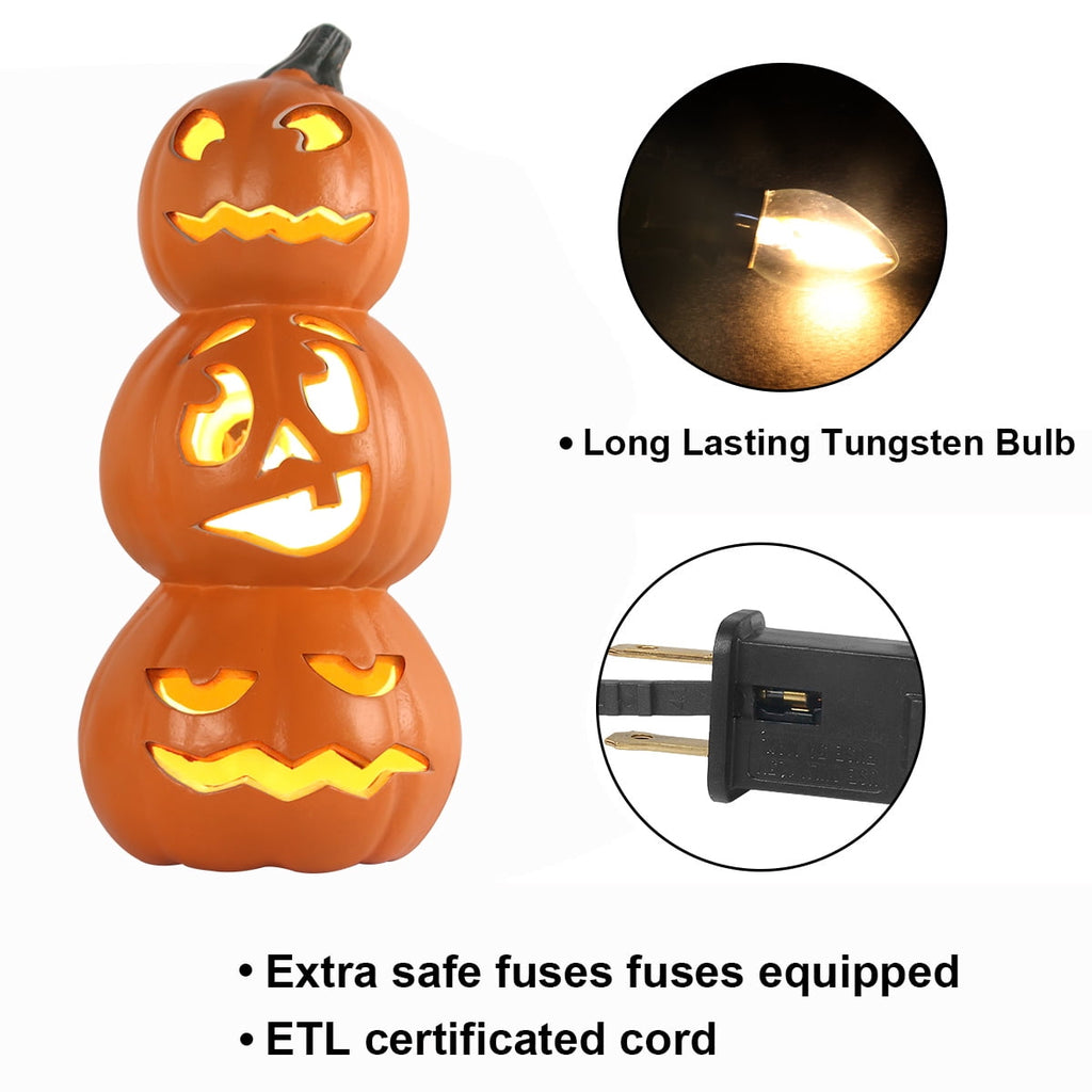 Gamexcel 14in Halloween Pumpkin Jack O Lantern With LED Bulb Indoor/Outdoor Pumpkin Party Decoration