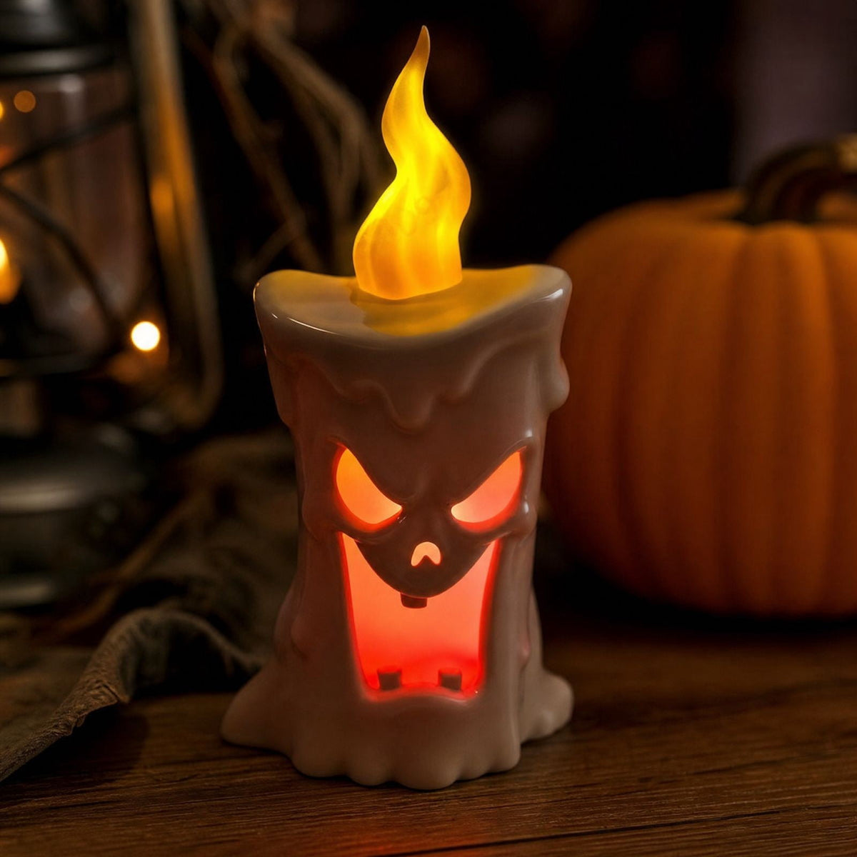 Halloween Pumpkin Night Light With Witch Hat Acrylic LED Tabletop Ornament, Spooky Glowing Figurine for Home Party Bedroom Holiday Decoration