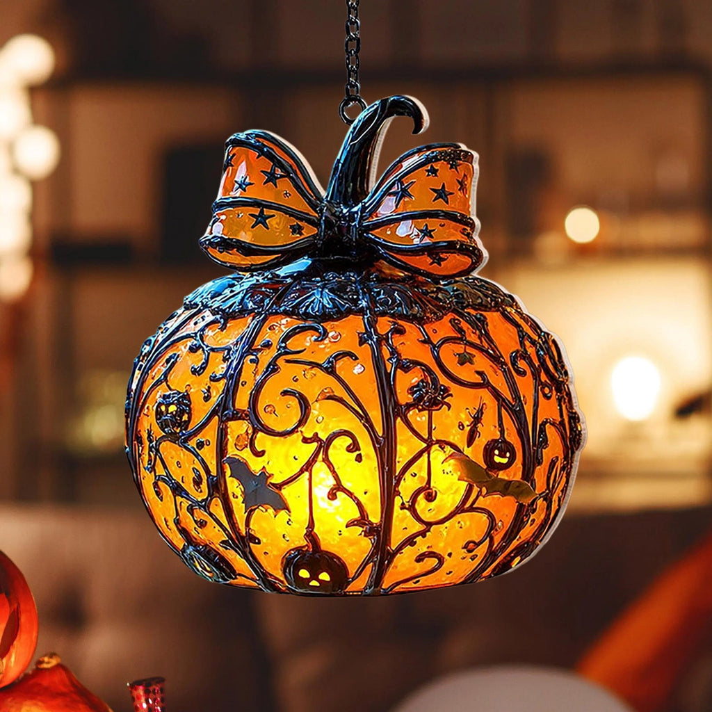 Acrylic Halloween Pumpkin Pendant Hanging Ornament - Spooky Fall Home Decor for Porch Wall Door Indoor Outdoor