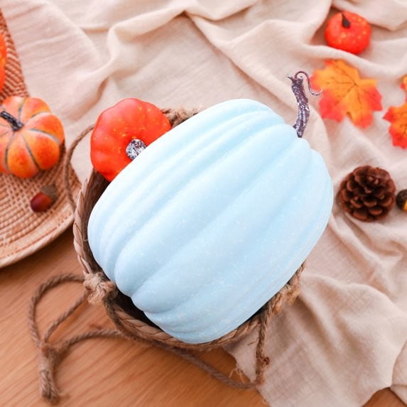 CQHVKQ 8 Inch Large Artificial Pumpkin Fall Decorations, Realistic Fake Harvest Pumpkin, Orange Gold Decorative Pumpkins for Table Centerpieces, Fall, Thanksgiving & Halloween DIY