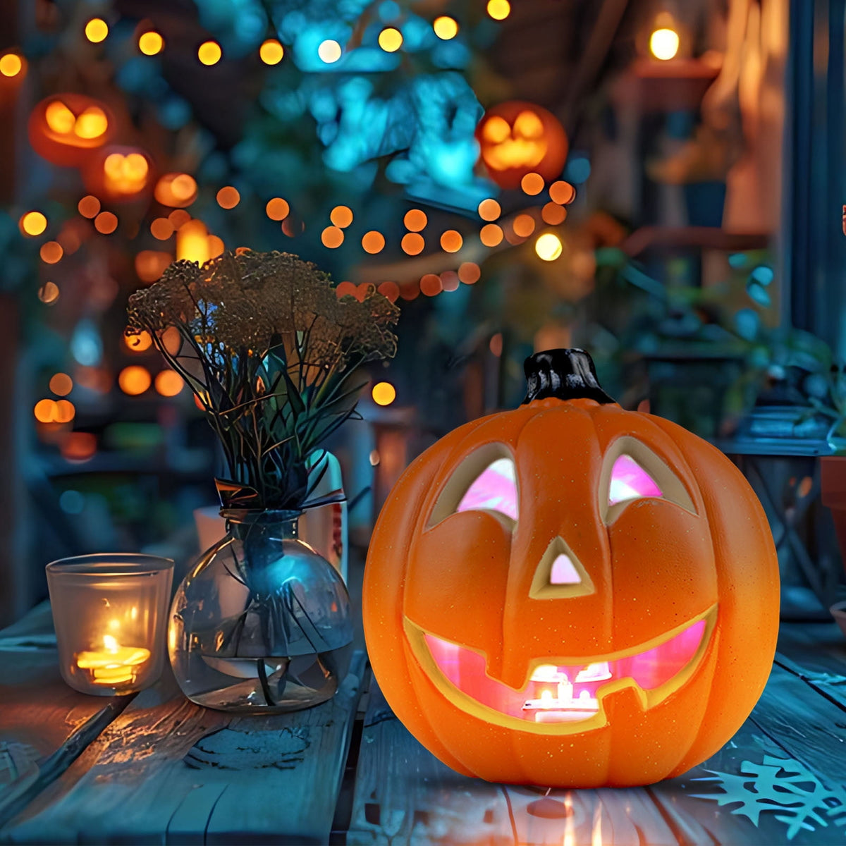 KMMYS Halloween Pumpkin Lantern, LED Light, Realistic Decoration, Versatile Halloween Prop, Perfect for Home Decor and Photography, Halloween Pumpkin Blow Molded Lantern