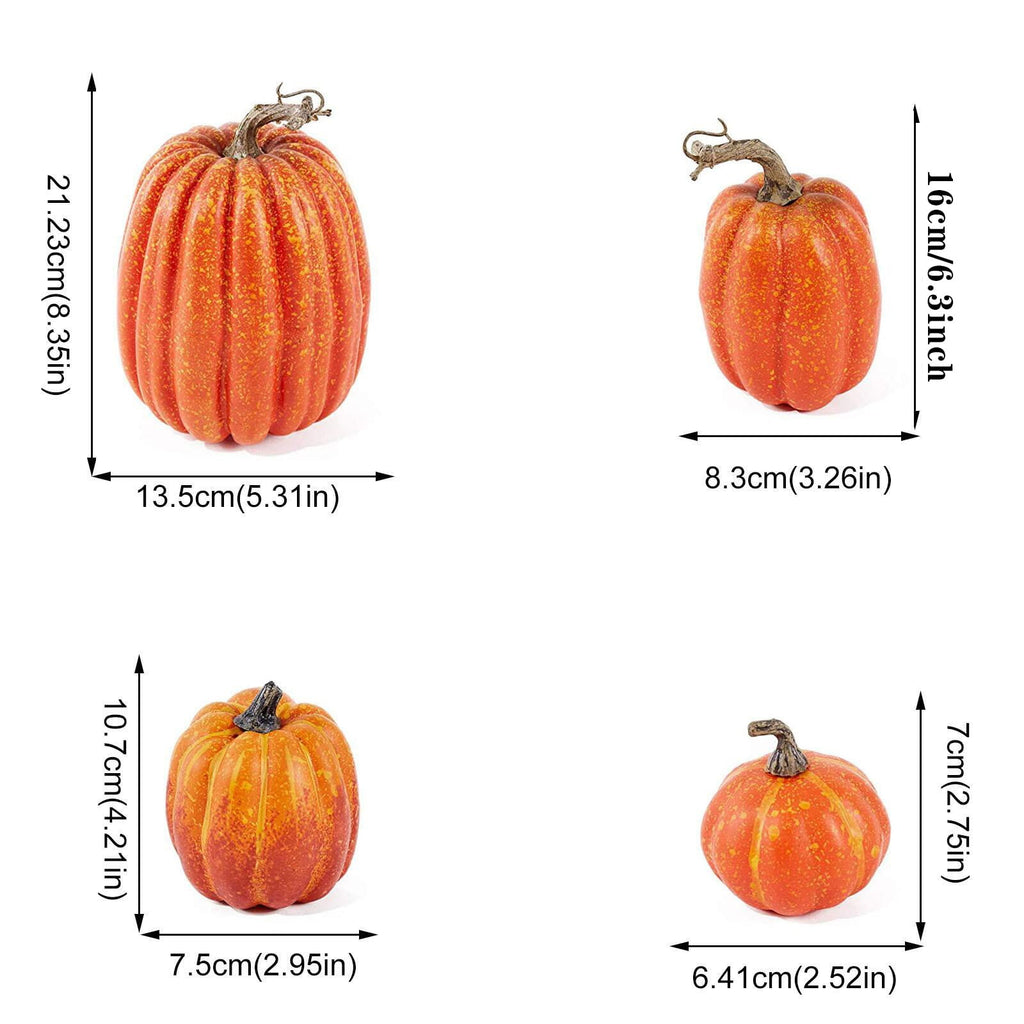 7PCS Pumpkin Decor Set for Fall and Halloween, Artificial Foam Pumpkins in Orange for Indoor and Outdoor Decor for Thanksgiving Table Centerpieces, Wedding Decorations and DIY Crafts