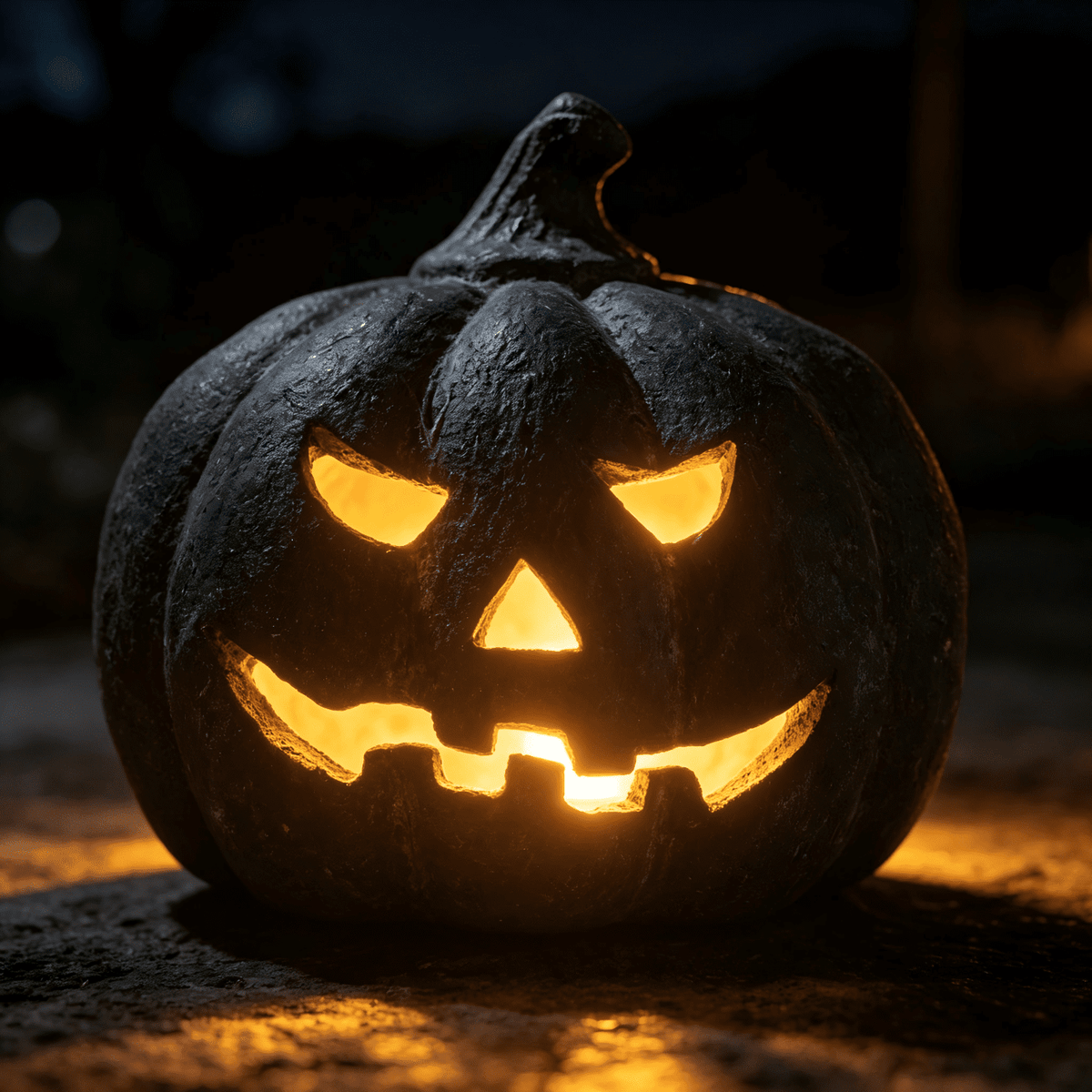 Halloween Decorations - 5.9" Black Handmade Resin Jack O Lantern Pumpkin Fall Decor, Indoor Outside Gothic Festival House Centerpiece Decoration for Table Garden Living Room Mantel