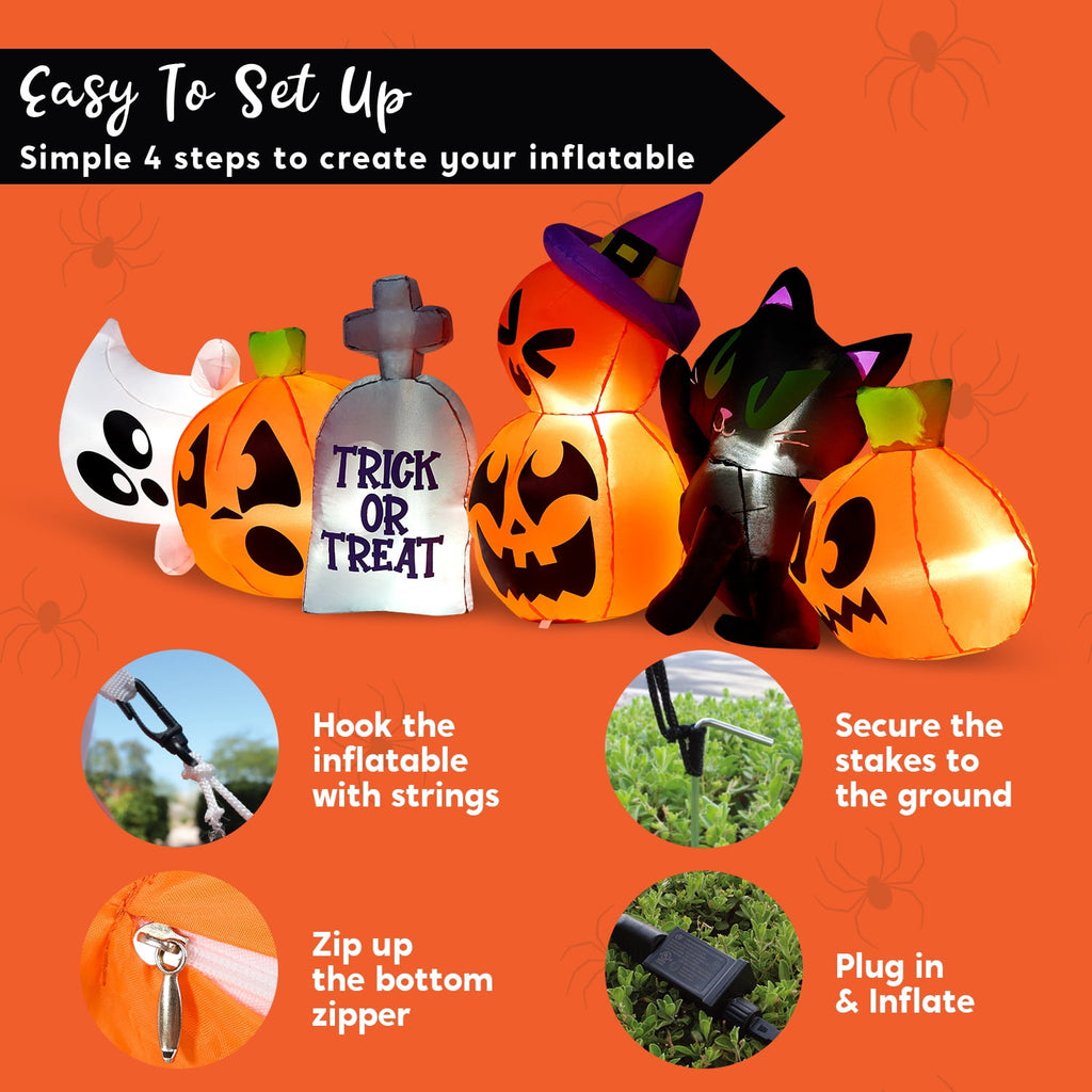 Joyfy 10 Ft Tall Halloween Inflatables Pumpkin,Giant Pumpki Blow Up Decor with Built-in LED Lights,Outdoor Decorations for Yard,Lawn,Garden