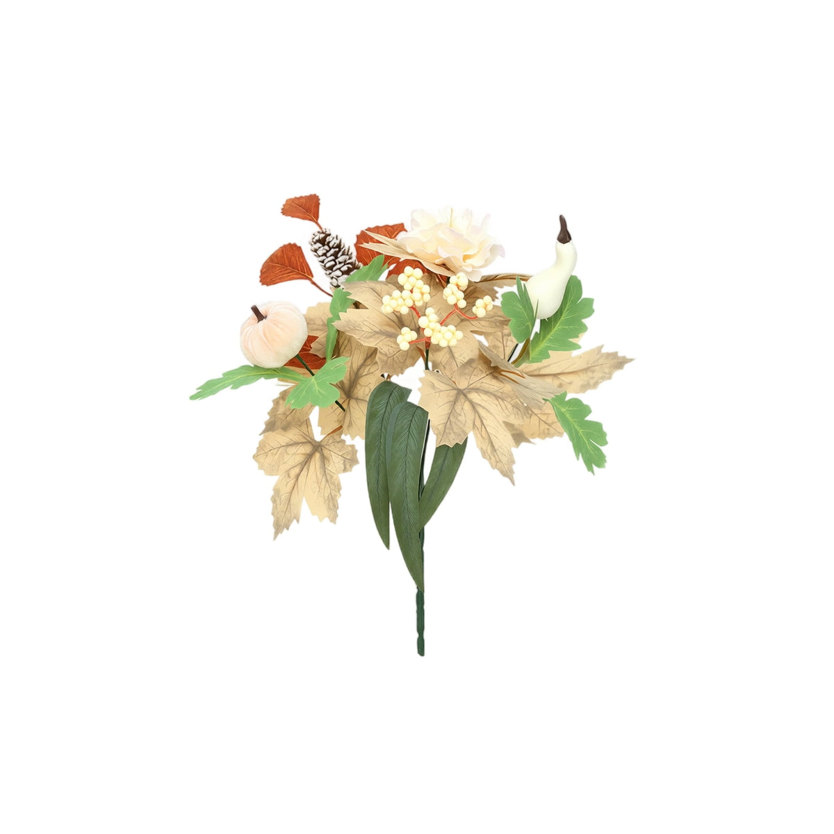 Artificial Flower Pumpkin Picks for Halloween Decoration, 11.8in Autumn Harvest Floral Stems, Decorative Vase Fillers for Home Party Table Centerpiece DIY Yellow Green