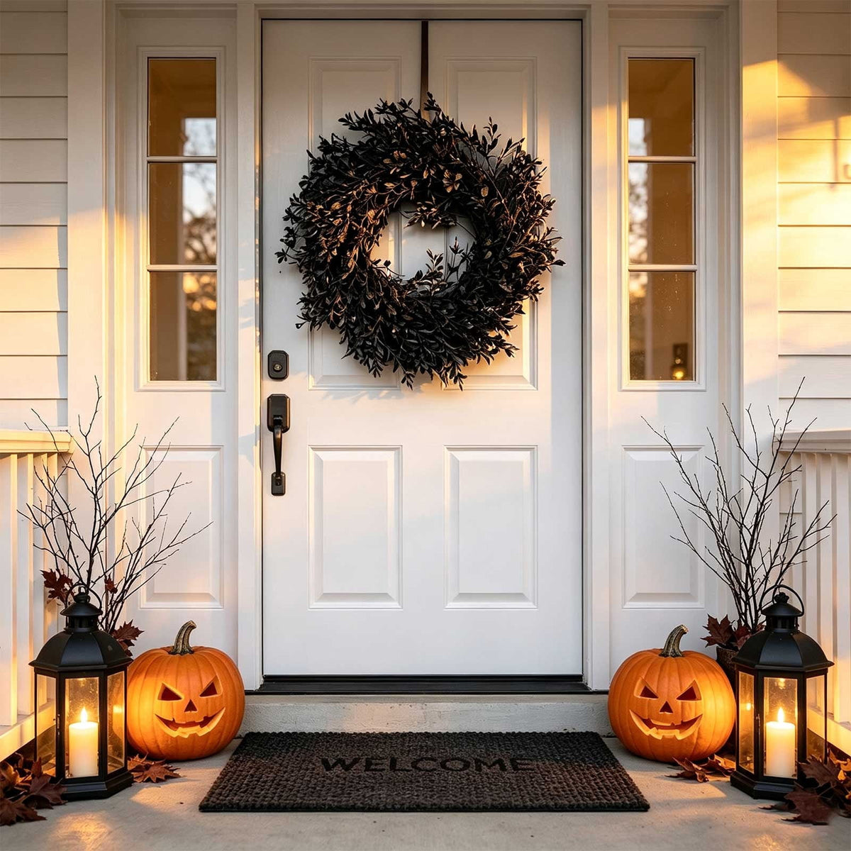 Halloween Black Garland with LED Lights 70.87 Inch Gothic Foliage for Mantel Stair Halloween Party Home Indoor Decor