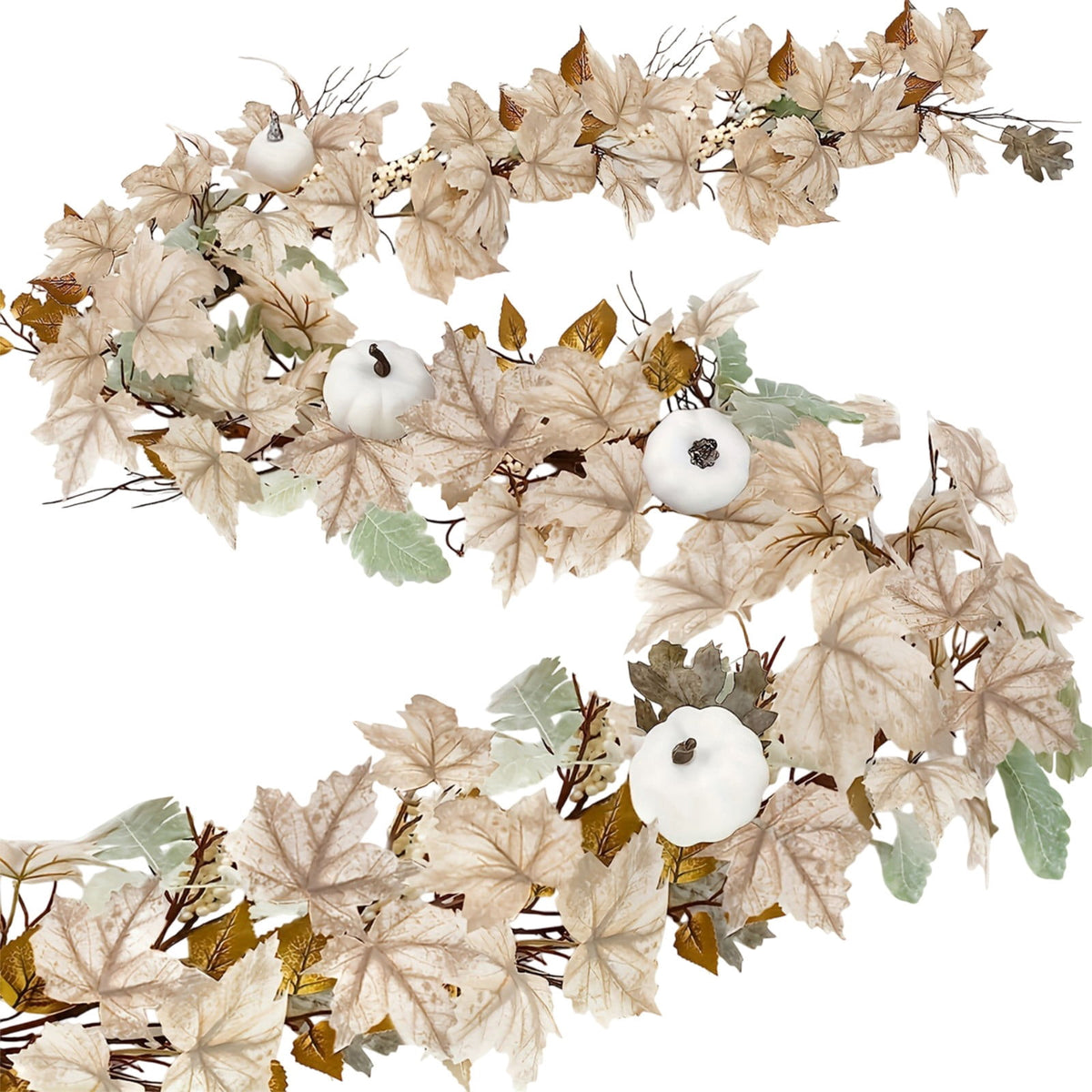 Cheapark 68 Inch Pumpkin Maple Leaf Garland - Halloween Thanksgiving Door Hanging - Artificial Rattan Swag - Party Entryway Decor