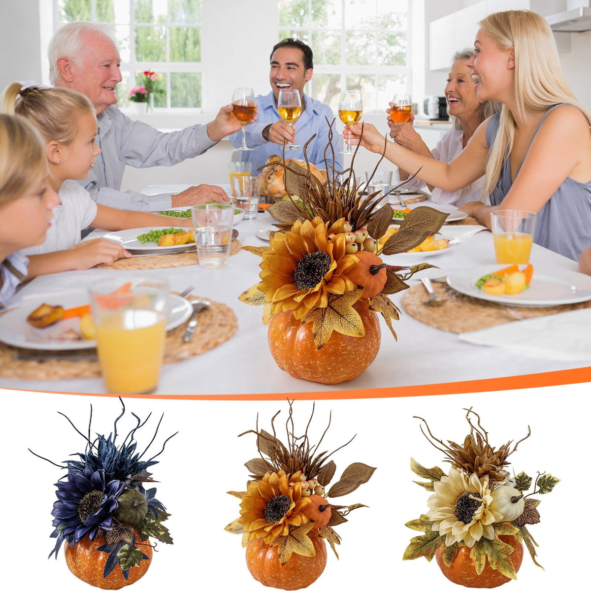 Clearance！Halloween decor, Halloween Indoor Decor, Halloween Decoration Indoor, Halloween Festival Large Pumpkin Ornament Home Decoration Desktop Maple Leaf Sunflower Ornament