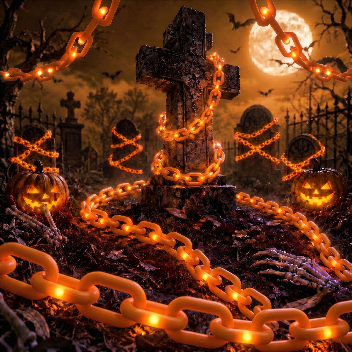 DAYBETTER 10FT Halloween Chain Lights, 8 Modes, Purple Lighted Props Chains, Waterproof for Outdoor Party, Creepy Cosplay, Spooky Ornaments