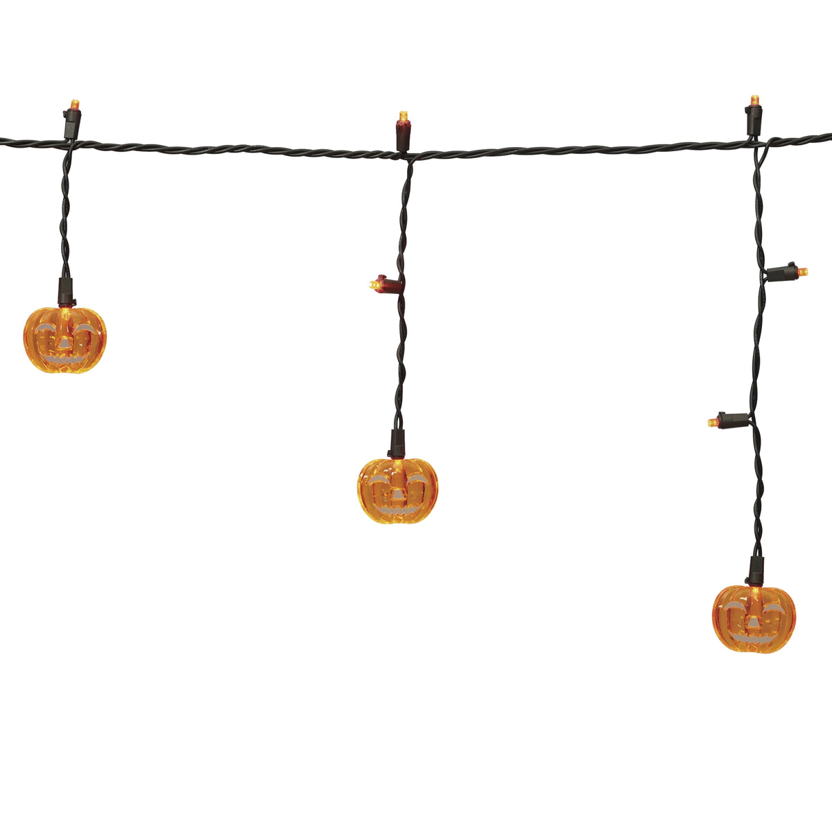 Pumpkin Icicle Lights, 10CT, Orange LED, 6ft, Halloween Indoor/Outdoor, by Way To Celebrate