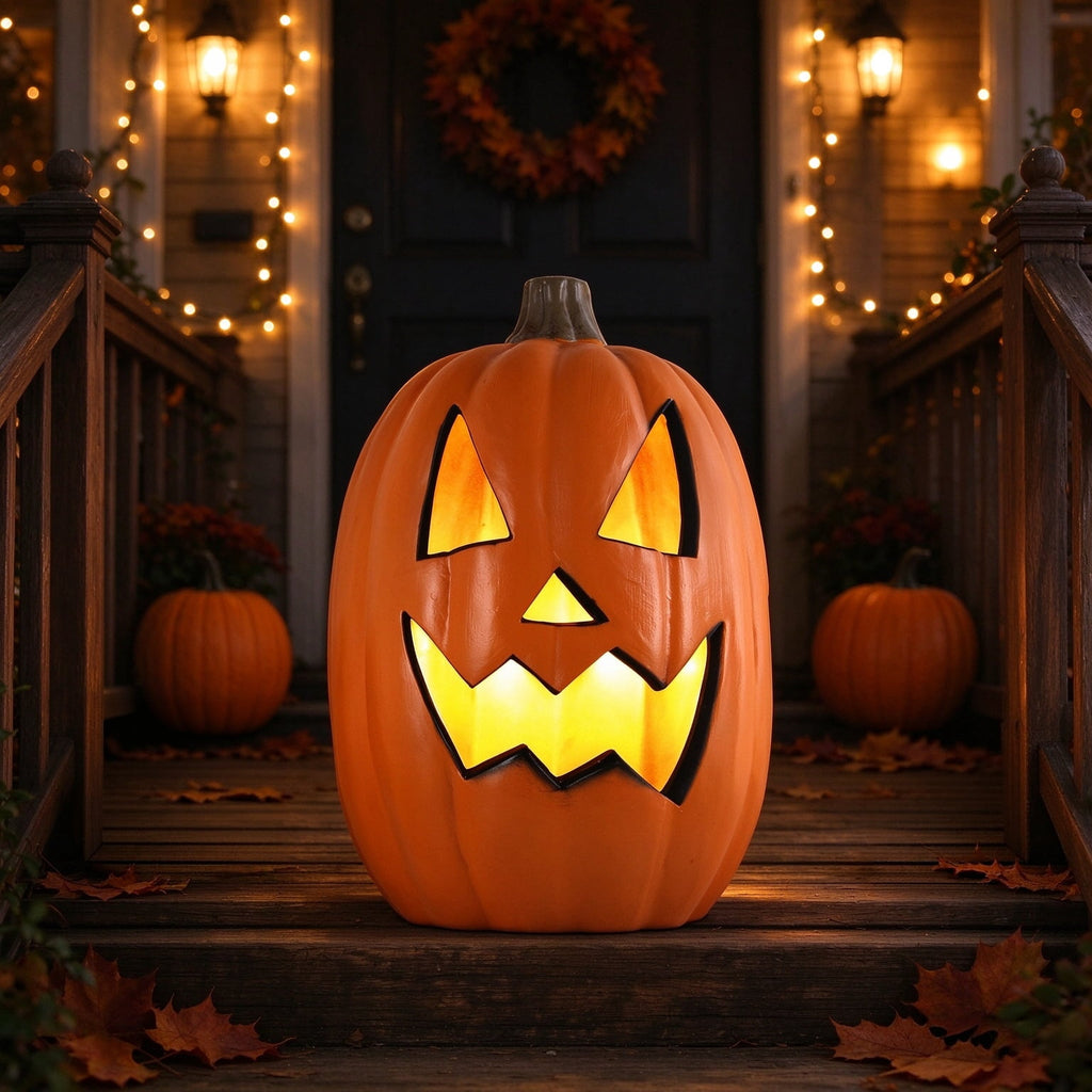 DUNCHATY 16" Pre-lit Halloween Pumpkin Lights - Jack O' Lantern for Porch, Door, Fireplace, Indoor/Outdoor Decor