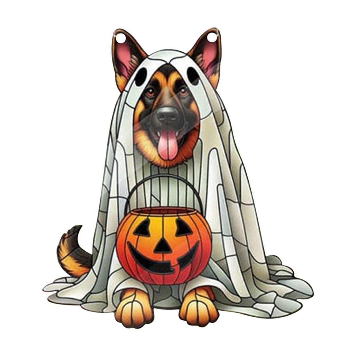 Deeceymbur Halloween Window Hanging Acrylic Pumpkin Dog Decoration Spooky Home and Window Decor A
