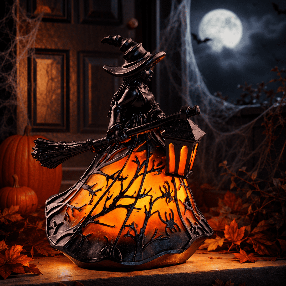 Diceymbol 11.81 Inch Halloween Ghost Night Light, Witch Hat Ghost Lamp with Jack O Lantern, Halloween Decorations Indoor for Table Mantel Party Decor