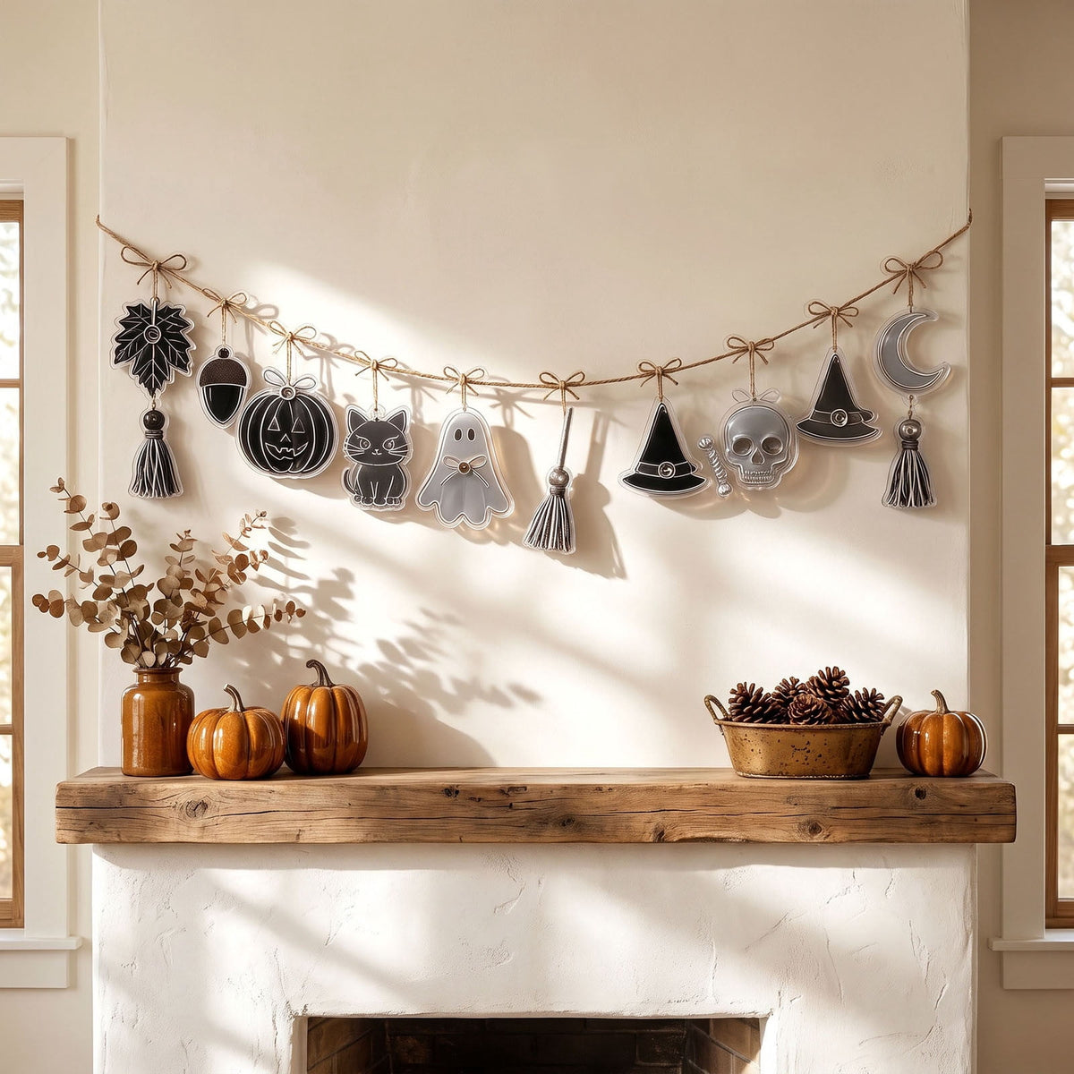Spring Artificial Flowers Garland, 70 inch Fake Eucalyptus Vine Cherrys Blossoms Hanging Garland Rattan for Mantle Fireplace Wedding Indoor Outdoor Home Decor