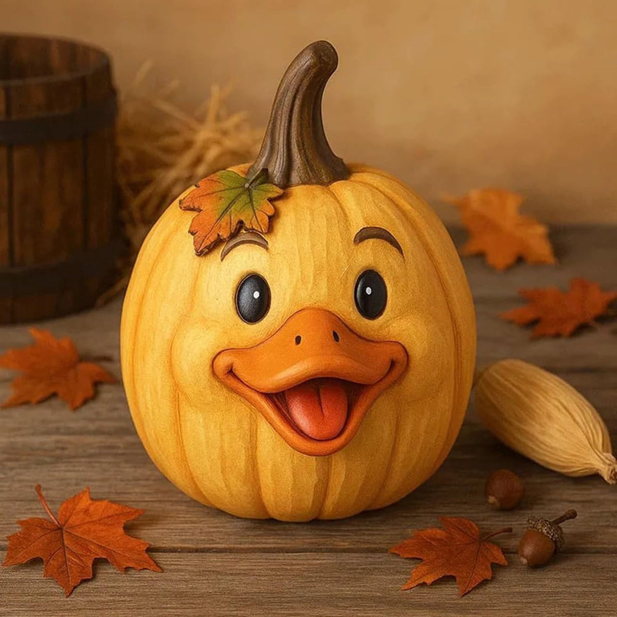 Farm Animal Pumpkin Figurines, Cute Funny Resin Cow Duck Sheep Pig Chicken Horse Statue, Autumn Fall Thanksgiving Halloween Table Centerpiece, Home Desktop Decor, 5-Inch