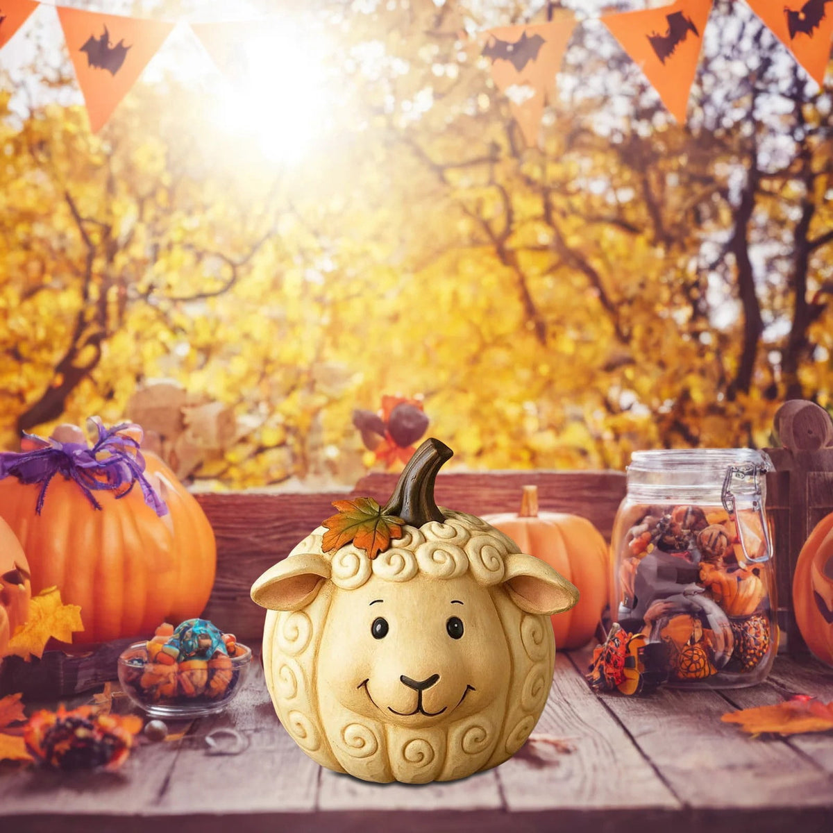 Farm Animal Pumpkin Figurines, Cute Funny Resin Cow Duck Sheep Pig Chicken Horse Statue, Autumn Fall Thanksgiving Halloween Table Centerpiece, Home Desktop Decor, 5-Inch