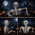 Fuebueo Realistic Halloween Skeleton Decorations with Eyes Lights - Scary Groundbreaker Skull Stakes for Indoor Outdoor Haunted, Yard, and Garden Party Decor