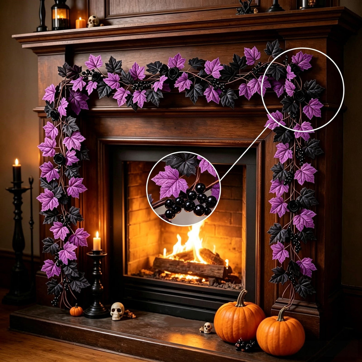 Spring Artificial Flowers Garland, 70 inch Fake Eucalyptus Vine Cherrys Blossoms Hanging Garland Rattan for Mantle Fireplace Wedding Indoor Outdoor Home Decor