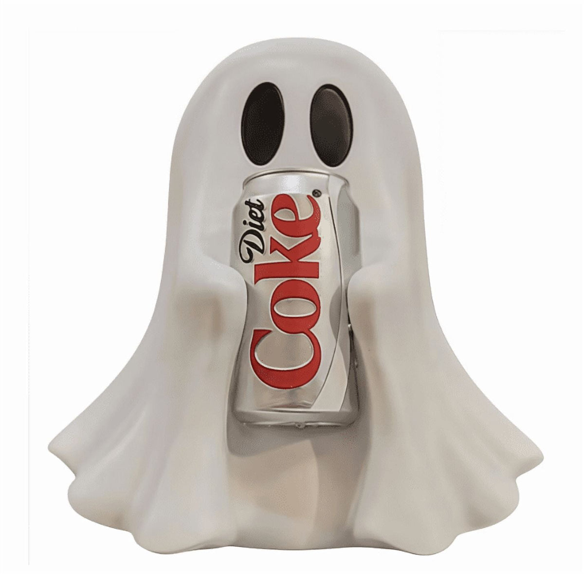 Halloween Ghost Figurine, Resin Lighted Ghost Ornament with Pumpkin Lantern & Beverage Cup, Tabletop Halloween Indoor Decor