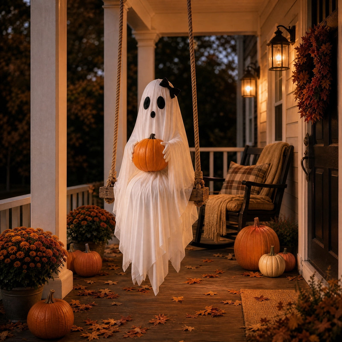 Halloween Ghost Candy Bowl Large Light Up Floor Stand with Remote Control for Halloween Party Treat Display and Trick Or Treat Setup