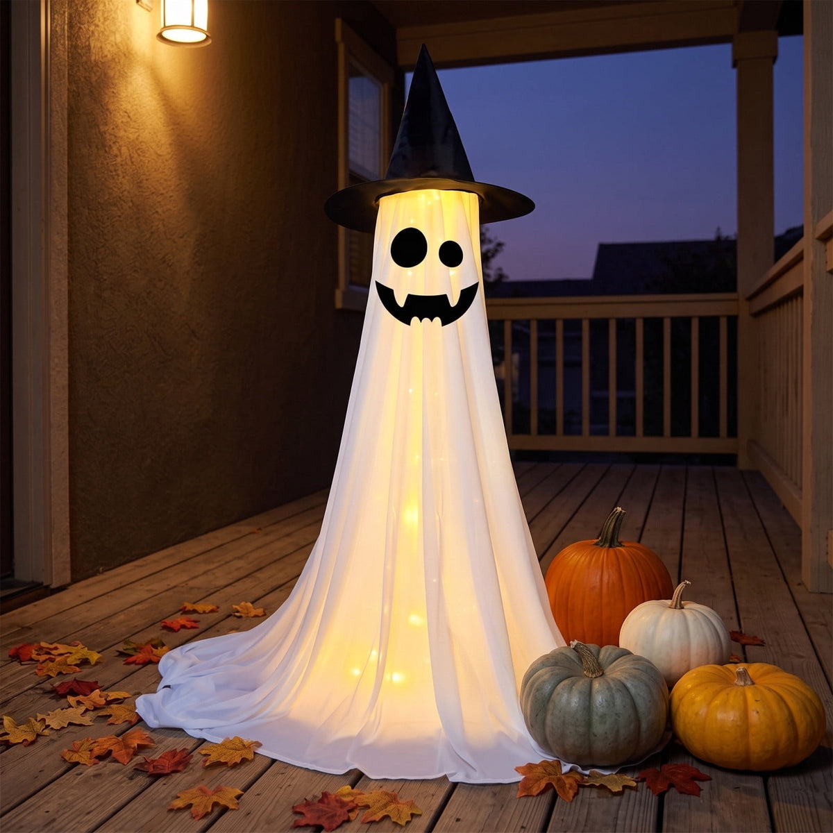 Halloween Ghost Candy Bowl Large Light Up Floor Stand with Remote Control for Halloween Party Treat Display and Trick Or Treat Setup