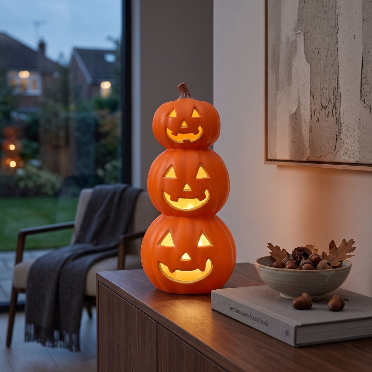 Halloween Lamp Decorations, 2026 New Pumpkin Light, Cute LED Pumpkin Figurine, Sparkling Night Glass Pumpkins Lamp for Shelf Mantel Fireplace Party Indoor Outdoor Fall Holiday Decor