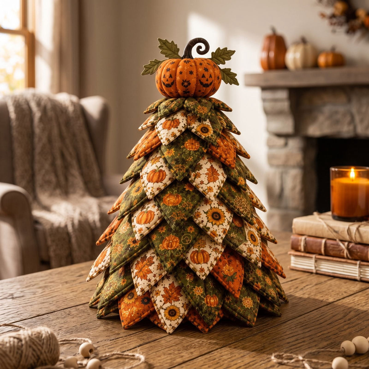 Halloween Fabric Trees - 11.8" DIY Halloween Quilted Fabric Tree Kit, Black Cat Pumpkin Witch Design, Sewing Patchwork Ghost Trees Holiday Table Mantel Decor, Handmade Gift for Craft Lovers