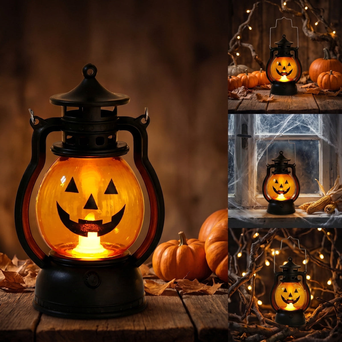 Halloween Lights Outdoor, Pumpkin Lantern with LED Light, Cute Expression Halloween Party Lanterns with Portable Handle, for Fall Decor Yard Garden Bedroom Living Room Indoor Outdoor