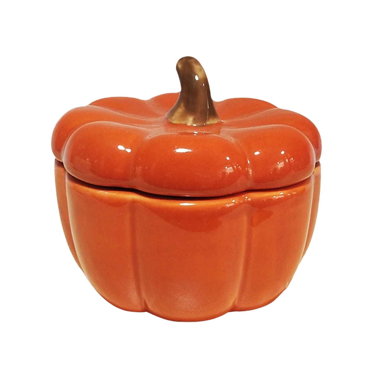 Halloween Pumpkin Ceramic Candle Bowl Decoration, Glazed Porcelain Pumpkin Shaped Tealight Holder for Tabletop Mantel Shelf Entryway Fall Accent Ornament for Cozy Home Styling and Warm Candle Glow