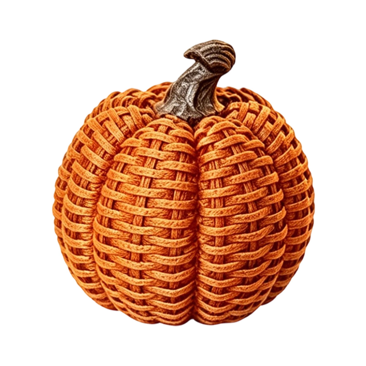 Halloween Resin Faux Pumpkin Decor – 11cm Tall Simulated Woven Pattern Pumpkin Ornament – Halloween Party Decorations for Yard Garden Holiday Layout