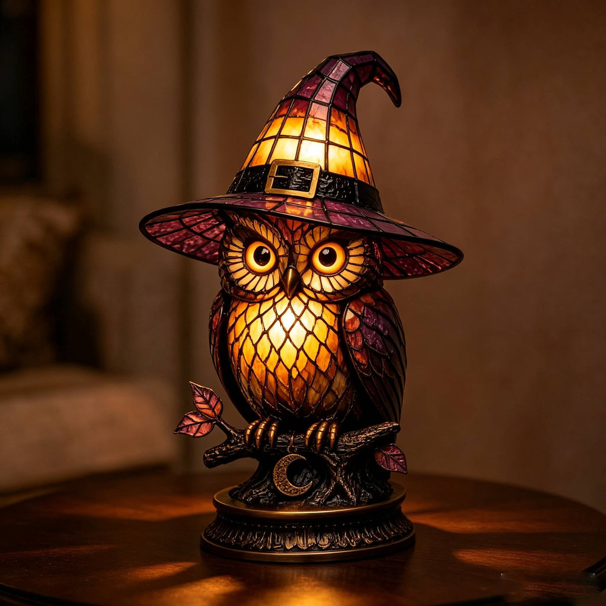 Halloween Pumpkin Night Light With Witch Hat Acrylic LED Tabletop Ornament, Spooky Glowing Figurine for Home Party Bedroom Holiday Decoration