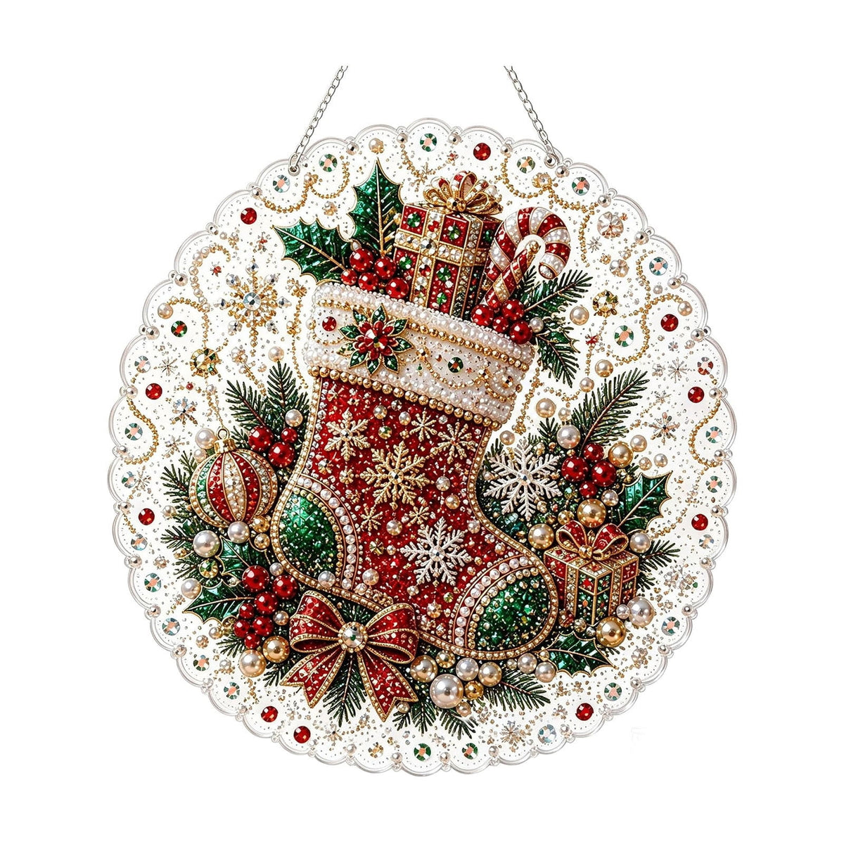 JWZZYD DIY Christmas Pearl Painting Art Kit with Frame, 9.8" Christmas Pearl Beads Art Craft Set, Gemstone Dots Beads for Holiday Christmas Wall Decor, Decoration Gift(Reindeer)