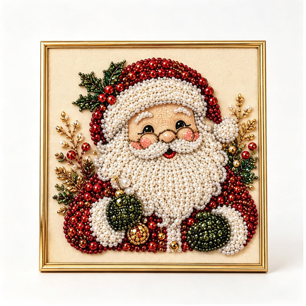 JWZZYD DIY Christmas Pearl Painting Art Kit with Frame, 9.8" Christmas Pearl Beads Art Craft Set, Gemstone Dots Beads for Holiday Christmas Wall Decor, Decoration Gift(Reindeer)