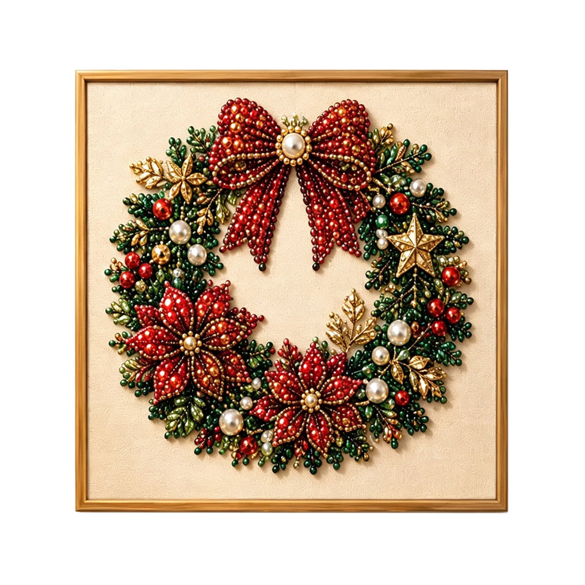 JWZZYD DIY Christmas Pearl Painting Art Kit with Frame, 9.8" Christmas Pearl Beads Art Craft Set, Gemstone Dots Beads for Holiday Christmas Wall Decor, Decoration Gift(Reindeer)